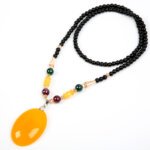 Ethnic Style Necklace, Clothes Pendant Accessories, Pendant, Women Long Retro Wax Sweater Chain