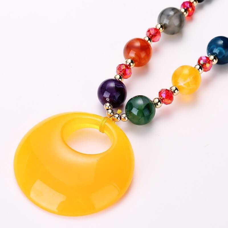 Ethnic Style Necklace, Clothes Pendant Accessories, Pendant, Women Long Retro Wax Sweater Chain