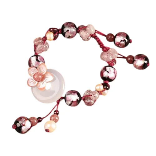 Ethnic Style Retro Bracelet,hand Rope Peace Buckle Glass Shell Ornaments for Women,Beautiful Handmade Bracelet for Women,Fashion Jewelry, Ethnic Style Women Bracelets