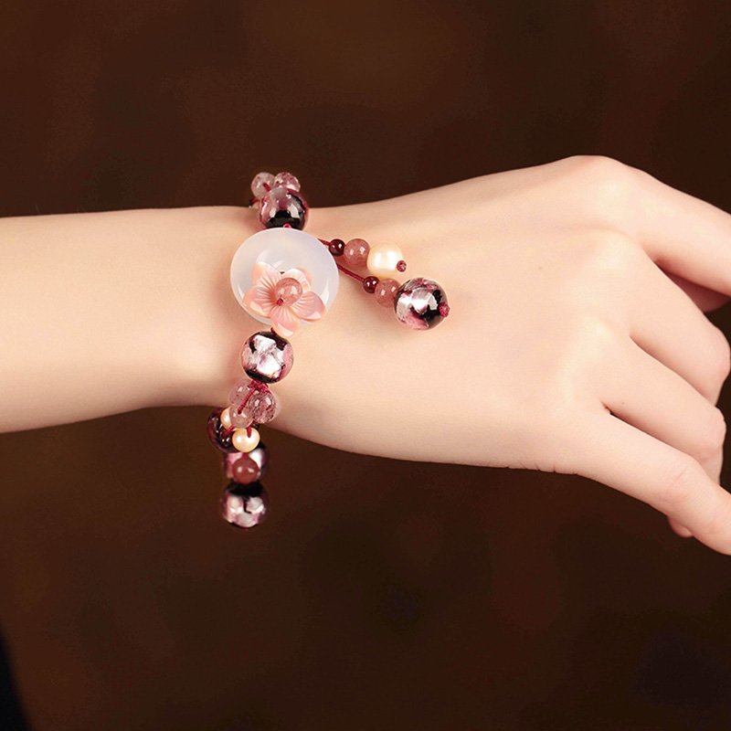 Ethnic Style Retro Bracelet,hand Rope Peace Buckle Glass Shell Ornaments for Women,Beautiful Handmade Bracelet for Women,Fashion Jewelry, Ethnic Style Women Bracelets