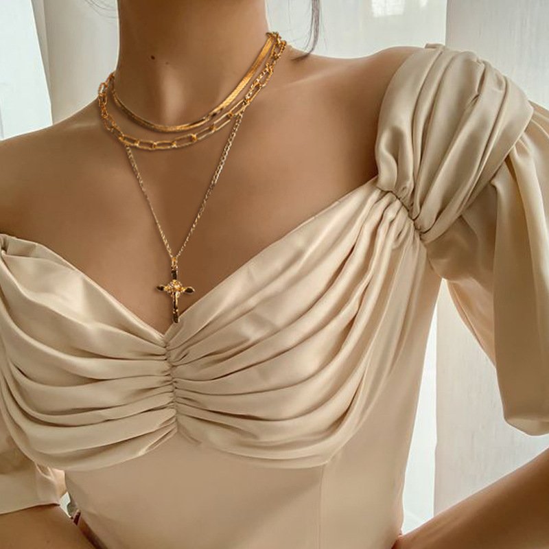 New European and American Alloy Jewelry Fashion Women Cross Pendant Necklace Set