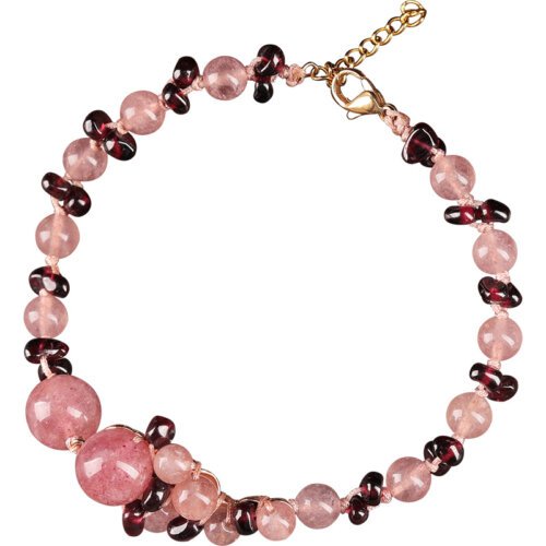 Luxury Jewelry, Antique Garnet Anklet Chain, Retro Strawberry Crystal Ankle Chain