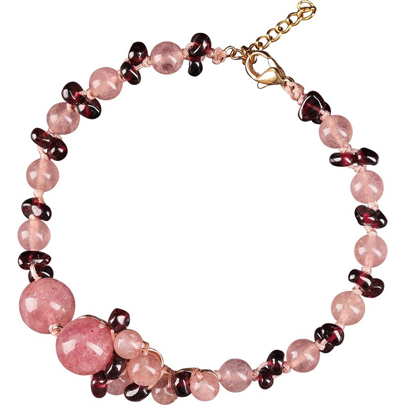 Luxury Jewelry, Antique Garnet Anklet Chain, Retro Strawberry Crystal Ankle Chain