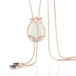 Women's Long Tulip Sweater Chain, Korean Version Cat's Eye Stone Long Necklace for Women, Fashion Women's Necklace