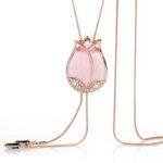 Women's Long Tulip Sweater Chain, Korean Version Cat's Eye Stone Long Necklace for Women, Fashion Women's Necklace