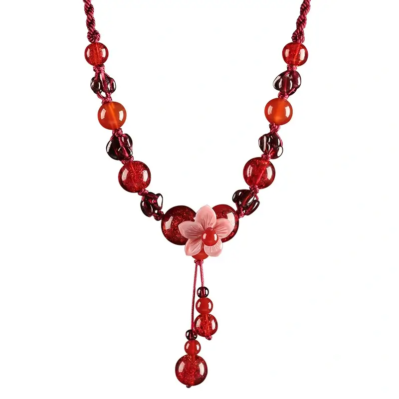 主图_5 Luxury Jewelry, Antique Ethnic Style Pendant Necklace, Retro Collarbone Chain for Women, Fashion Women's Necklace,National Handmade Red Rope Necklace