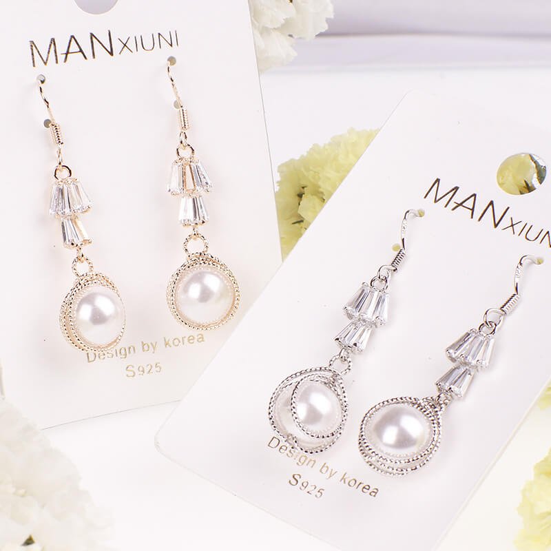 Women Earrings, Women's Long Crystal Earrings, Ear Studs Woman Luxury Jewelry, Pearl Earrings