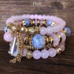 6 Colours Bohemian Hand Bracelet, Multi-layer Bead Crystal Bracelet for Ladies
