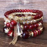 6 Colours Bohemian Hand Bracelet, Multi-layer Bead Crystal Bracelet for Ladies