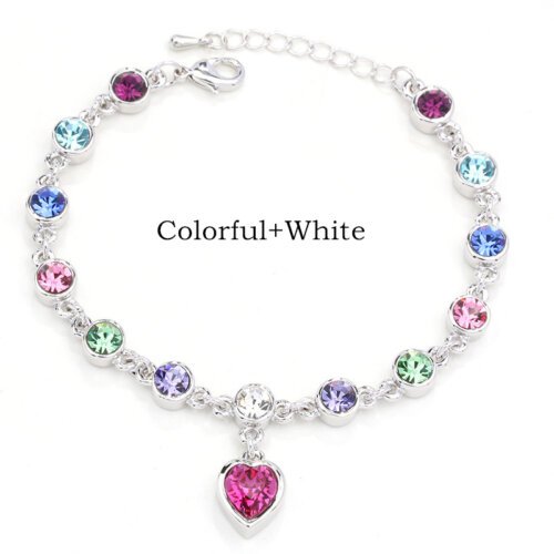 11彩色+白K 17 Colors Exquisite Korean Style Fashion Ladies and Girls Crystal Bracelets, Alloy Bracelets