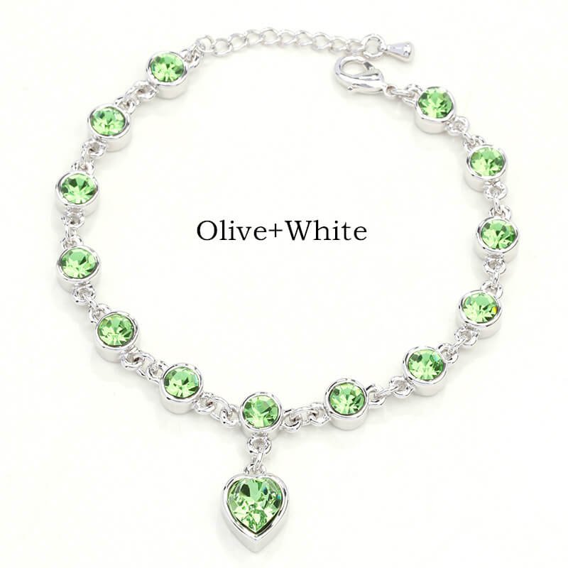 15橄榄+白K 17 Colors Exquisite Korean Style Fashion Ladies and Girls Crystal Bracelets, Alloy Bracelets