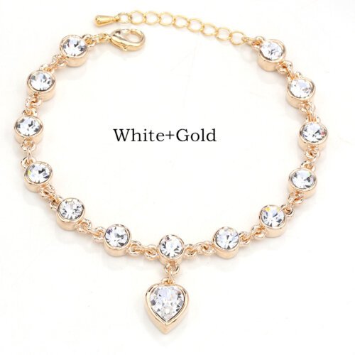 18白色+kc金 17 Colors Exquisite Korean Style Fashion Ladies and Girls Crystal Bracelets, Alloy Bracelets