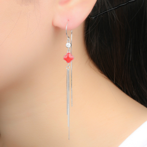 Korean Style New Style 925 Silver Zircon Tassel Earrings, Ladies Fashion Long Style Simple Retro Ear studs