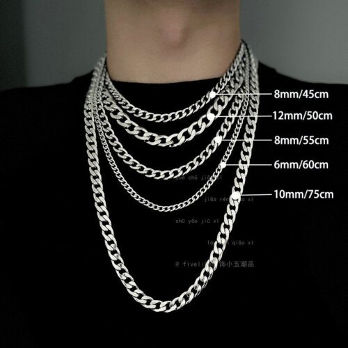 Cool and Fashionable Men's Necklace, Women's Necklace, Non Fading Titanium Steel Necklace, Men's Trendy Hip-hop Collarbone Chain, Sweater Chain, Luxury Jewelry