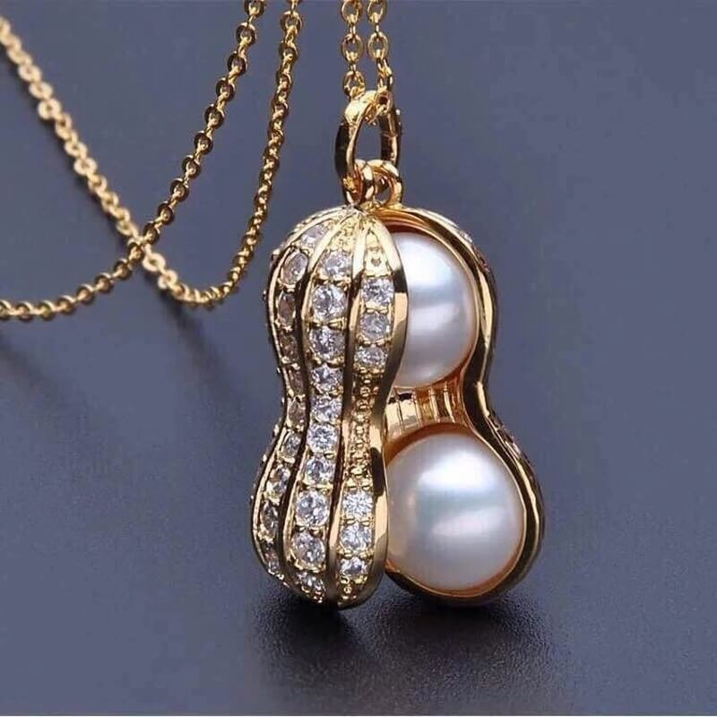 Fashion Pearl and Diamond Peanut Necklace,Women's Necklace (including Chain)