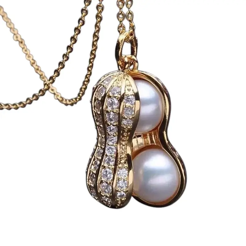 Fashion Pearl and Diamond Peanut Necklace,Women's Necklace (including Chain)