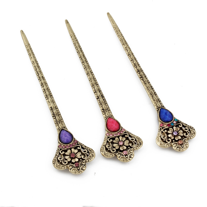 Ethnic Hair Stick,Luxury Ethnic Style Cloisonne Headdress, Women's Classic Retro Hairpin, Ethnic Style Hair Accessories, Ladies Retro Alloy Hair Clips, NO.WZ-fz224