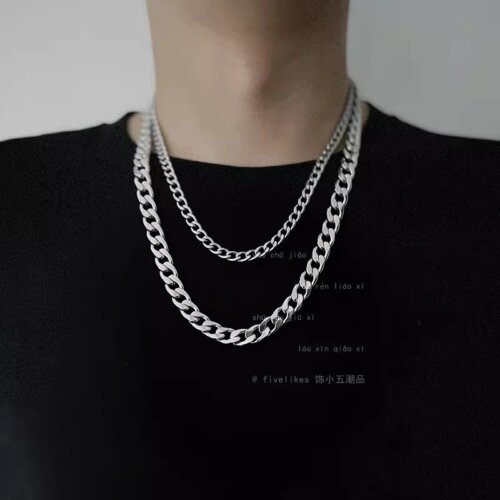 Cool and Fashionable Men's Necklace, Women's Necklace, Non Fading Titanium Steel Necklace, Men's Trendy Hip-hop Collarbone Chain, Sweater Chain, Luxury Jewelry