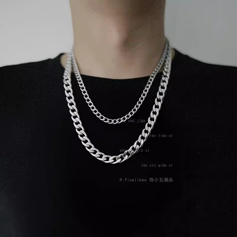 Cool and Fashionable Men's Necklace, Women's Necklace, Non Fading Titanium Steel Necklace, Men's Trendy Hip-hop Collarbone Chain, Sweater Chain, Luxury Jewelry