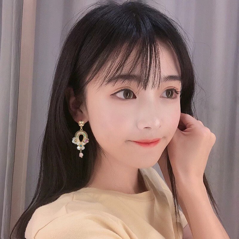 National Style Vintage Palace Flower Earrings for Women, Fashion Women Earrings