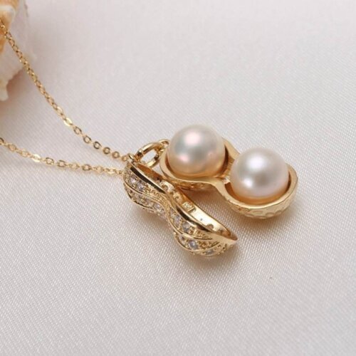 Fashion Pearl and Diamond Peanut Necklace,Women's Necklace (including Chain)