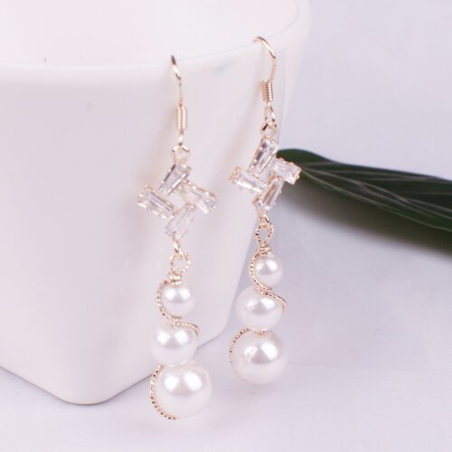 Women Earrings, Women's Long Crystal Earrings, Ear Studs Woman Luxury Jewelry, Pearl Earrings
