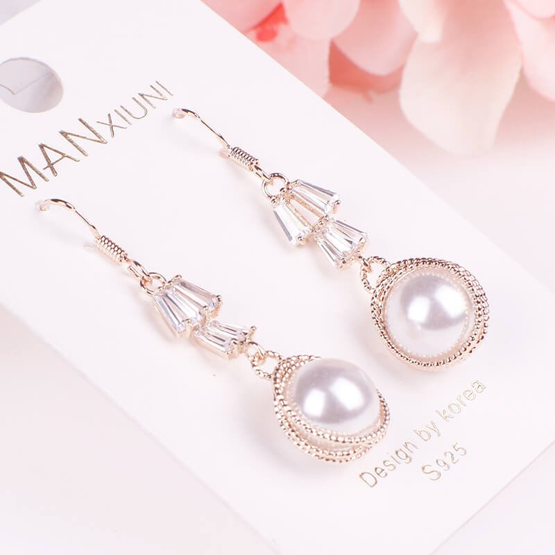 Women Earrings, Women's Long Crystal Earrings, Ear Studs Woman Luxury Jewelry, Pearl Earrings