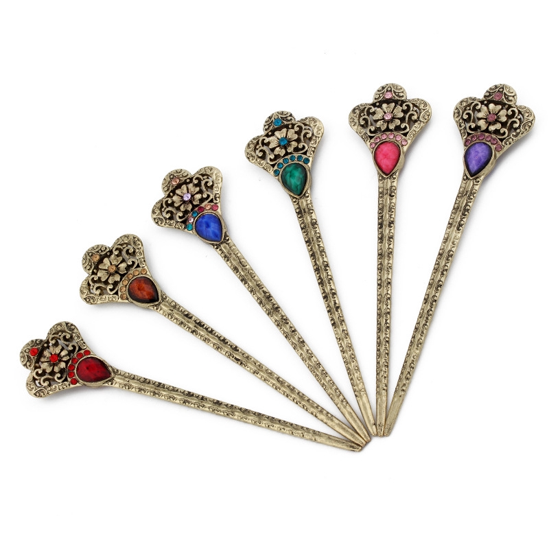 Ethnic Hair Stick,Luxury Ethnic Style Cloisonne Headdress, Women's Classic Retro Hairpin, Ethnic Style Hair Accessories, Ladies Retro Alloy Hair Clips, NO.WZ-fz224