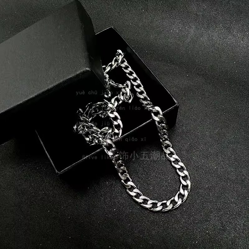 Cool and Fashionable Men's Necklace, Women's Necklace, Non Fading Titanium Steel Necklace, Men's Trendy Hip-hop Collarbone Chain, Sweater Chain, Luxury Jewelry