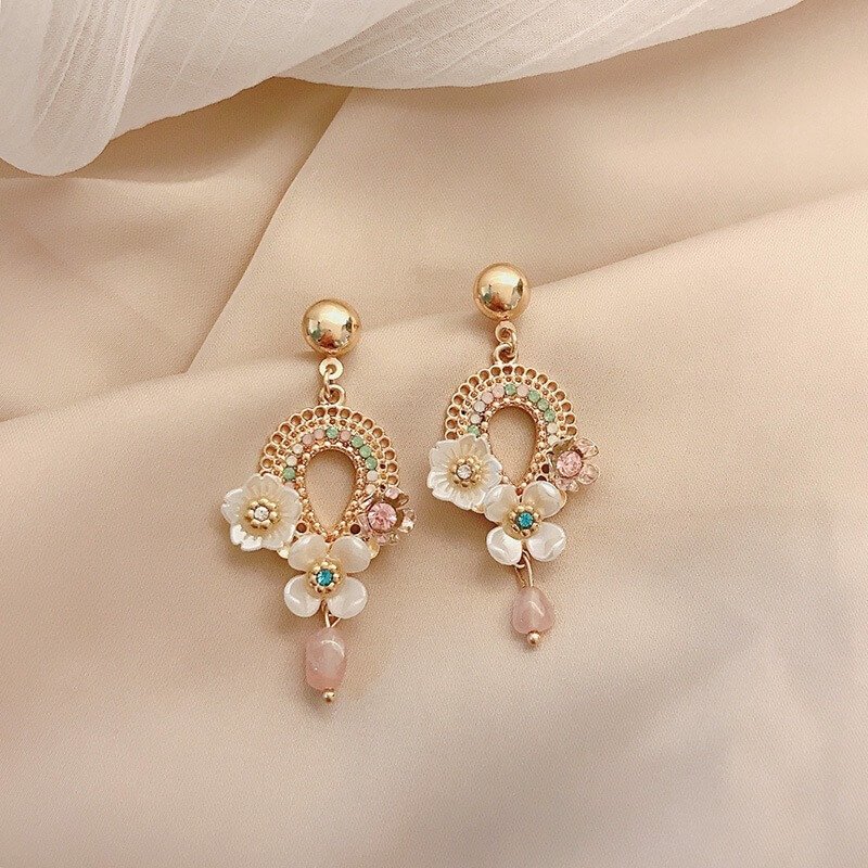 National Style Vintage Palace Flower Earrings for Women, Fashion Women Earrings