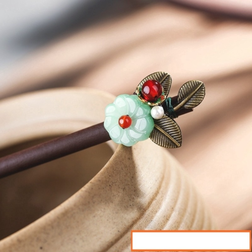 Ethnic Plum Flower Hair Sticks For Women Alloy Leaf Shell Bead Wooden Hairpins Headdress Jewelry Accessories FZ-18051-1