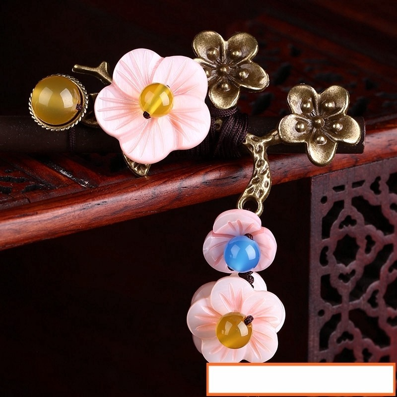Handmade Shell Flower Alloy Plum Flower Hairpin For Women Colorful Beads Hair Sticks Headwear Hair Accessories FZ-17013
