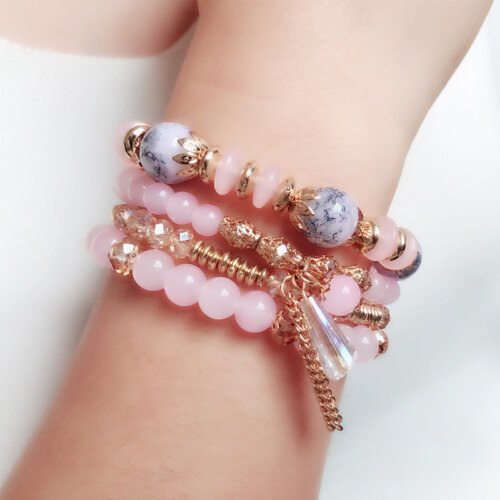 6 Colours Bohemian Hand Bracelet, Multi-layer Bead Crystal Bracelet for Ladies