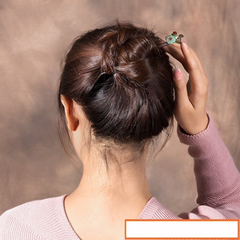 Ethnic Plum Flower Hair Sticks For Women Alloy Leaf Shell Bead Wooden Hairpins Headdress Jewelry Accessories FZ-18051-1