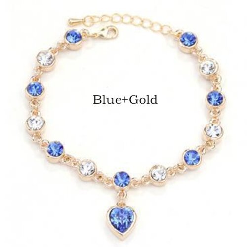 4蓝色+kc金 17 Colors Exquisite Korean Style Fashion Ladies and Girls Crystal Bracelets, Alloy Bracelets