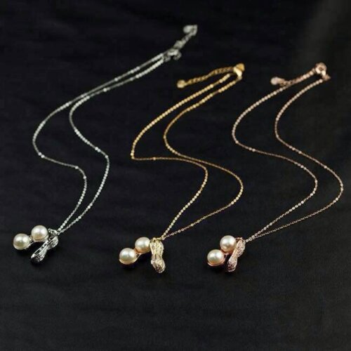 Fashion Pearl and Diamond Peanut Necklace,Women's Necklace (including Chain)
