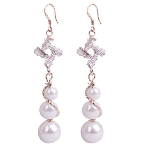 Women Earrings, Women's Long Crystal Earrings, Ear Studs Woman Luxury Jewelry, Pearl Earrings