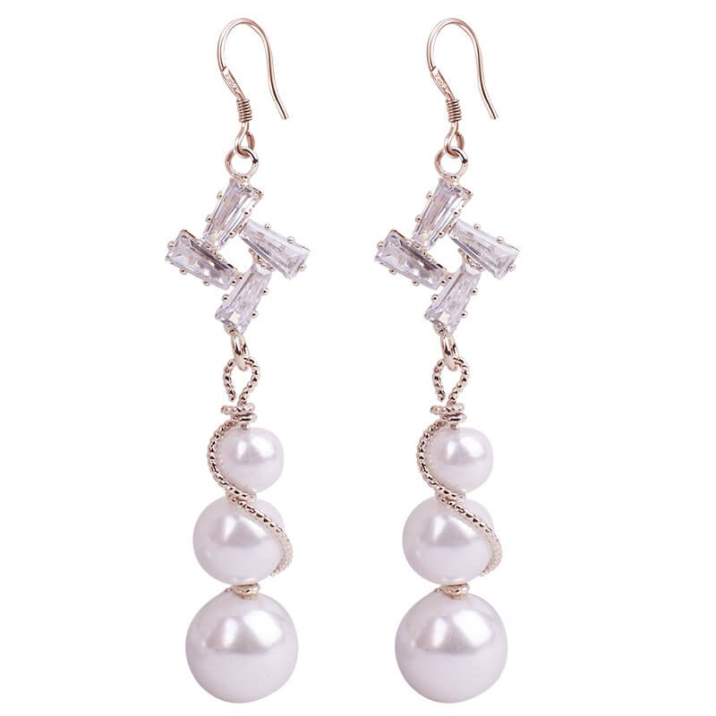 Women Earrings, Women's Long Crystal Earrings, Ear Studs Woman Luxury Jewelry, Pearl Earrings