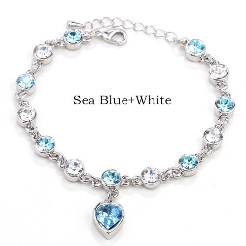 5海蓝+白k 17 Colors Exquisite Korean Style Fashion Ladies and Girls Crystal Bracelets, Alloy Bracelets