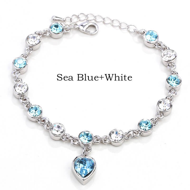 5海蓝+白k 17 Colors Exquisite Korean Style Fashion Ladies and Girls Crystal Bracelets, Alloy Bracelets