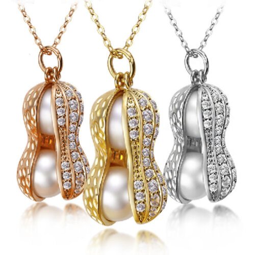 Fashion Pearl and Diamond Peanut Necklace,Women's Necklace (including Chain)