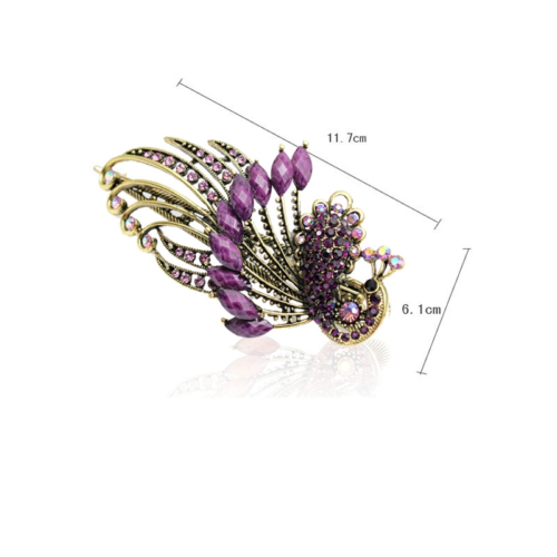 New National Style Retro Rhinestone Hair Clip, Women's Fashion Peacock Hairpin NO.HP-D1307