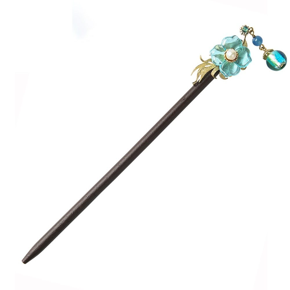 Ethnic Tassel Handmade Colored Glass Flower Shell Beads Blue Stone Hair Sticks Wood Zinc Alloy Woman AccessoriesFZ190105