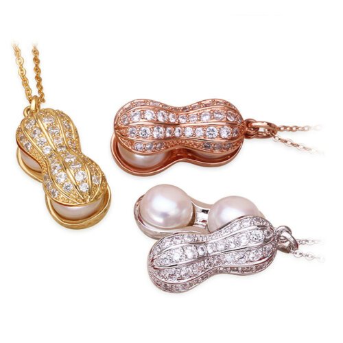 Fashion Pearl and Diamond Peanut Necklace,Women's Necklace (including Chain)