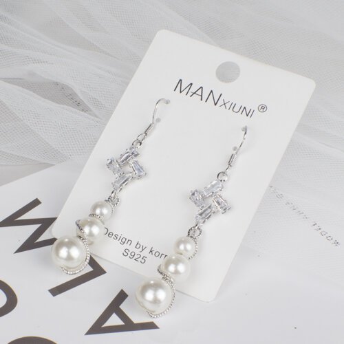 Women Earrings, Women's Long Crystal Earrings, Ear Studs Woman Luxury Jewelry, Pearl Earrings