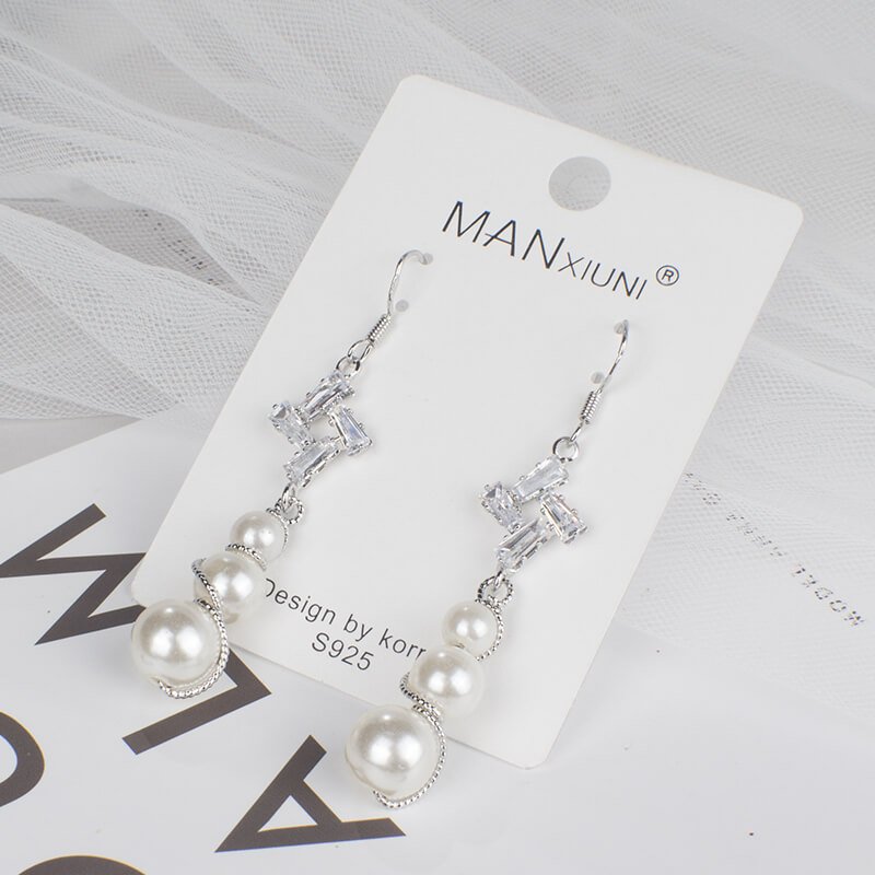 Women Earrings, Women's Long Crystal Earrings, Ear Studs Woman Luxury Jewelry, Pearl Earrings