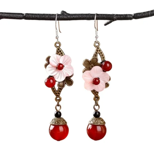 Ancient Style 925 Silver Earrings,women Long Retro Earrings,Fashion Jewelry, Trendy Women's Earrings, Long Vintage Ethnic Style Earrings for Women