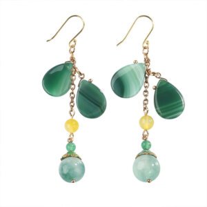 Ethnic-Water-Drop-Green-Earrings-Semi-precious-Stone-Earrings-Aretes-De-Mujer-Modernos-2018-Jewelry-Tassel New Korean Version of 925 Silver Earrings, Ladies Fashion Diamond Earrings