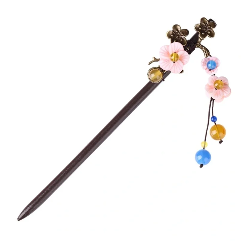 FZ-17013 Handmade Shell Flower Alloy Plum Flower Hairpin For Women Colorful Beads Hair Sticks Headwear Hair Accessories FZ-17013