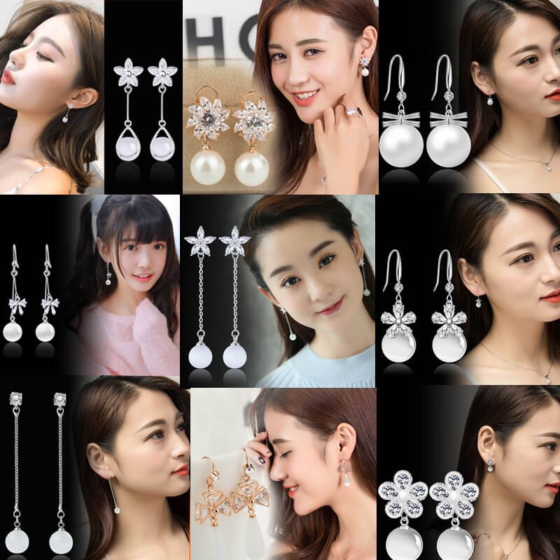 Fashion Women's Earrings,S925 Silver Earrings, Pearl Earrings, Crystal Earrings for Girls, Ear Studs for Women and Ladies